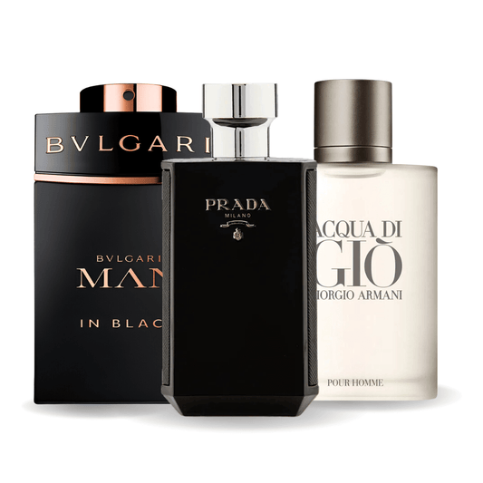 SADA 3 PARFÉMŮ BVLGARI IN BLACK, GIORGIO ARMANI ACQUA DI GIO, L'HOMME PRADA INTENSE 100ML
